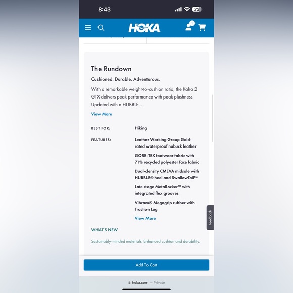 Hoka Kaha 2 GTX- blue coral/blue graphite, women’s 7.5 - Picture 7 of 8